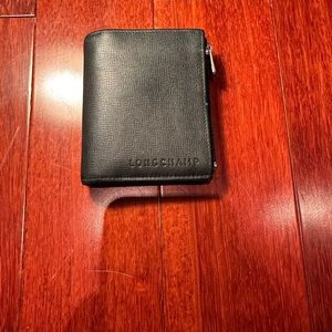 Black Leather Longchamp Wallet // Authentic